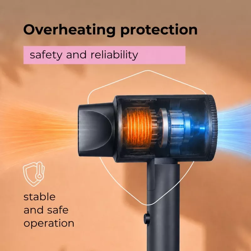 Ray Battler RB 7007 Hair Dryer HD-7007 - 2000W Ionic Ceramic AC Motor, 3 Heat/2 Speed Settings, Cool Shot, Concentrator Nozzle, Black