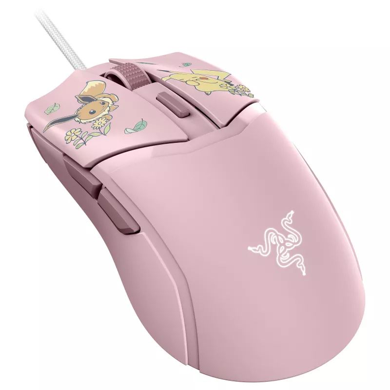 Razer Cobra – Pikachu & Eevee Edition Przewodowa Mysz Gamingowa, Sensor Optyczny 8500 DPI, Podświetlenie Chroma RGB, 6 Programowalnych Przycisków, Symetryczna dla Praworęcznych