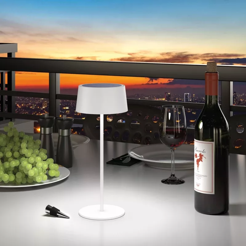 RealPower LED Solar Table Lamp Dimmable with Battery, White