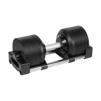 REBEL ACTIVE Regulowane żeliwne hantle 36 kg, przyrost co 1 kg, automatyczny system pokrętła, pojedyncze hantle, czarno-czerwone