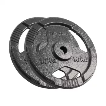 REBEL ACTIVE Zestaw odważników żeliwnych 2x10kg, otwór 31mm, krążki z uchwytami, czarny