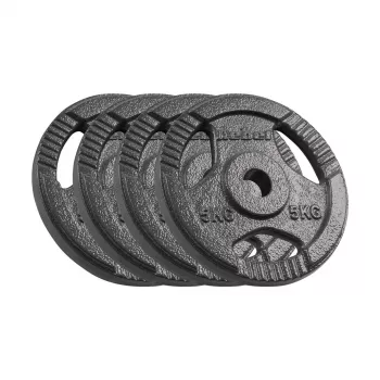 REBEL ACTIVE Zestaw Odważników Żeliwnych 4x5kg, Otwór 31mm, Krążek z Uchwytami
