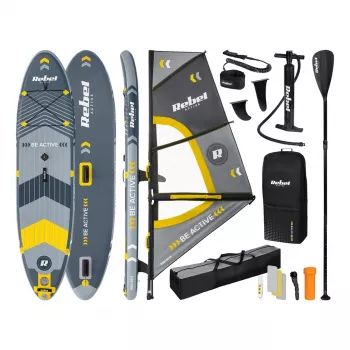 REBEL ACTIVE Nadmuchiwana deska SUP z ożaglowaniem windsurfingowym, 305x76x15 cm, kompletny zestaw z wiosłem, pompką, smyczą i plecakiem