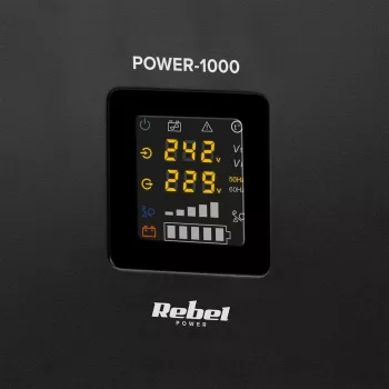 Rebel POWER-1000 Awaryjne zasilanie ścienne – czysty sinus, falownik z funkcją ładowania 12V, 230V, 1000VA/700W