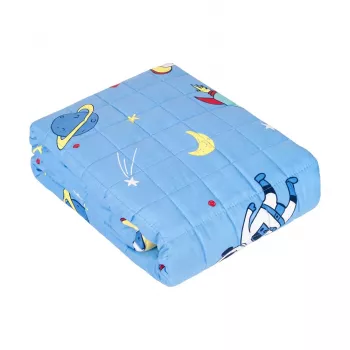 REBEL Premium Koc obciążeniowy dla dzieci, bawełna, wzór kosmos, 100x150 cm, 5 kg
