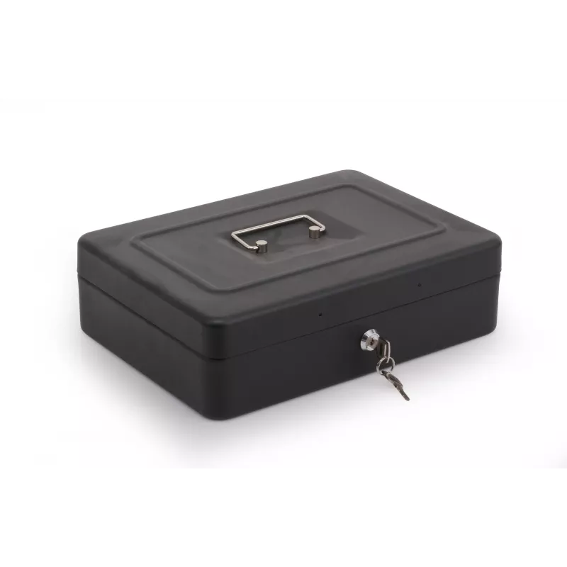 RED EAGLE BOX-300 Metalowa kasetka na pieniądze z zamkiem na klucz, czarna, stalowa