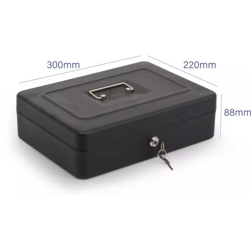 RED EAGLE BOX-300 Metalowa kasetka na pieniądze z zamkiem na klucz, czarna, stalowa