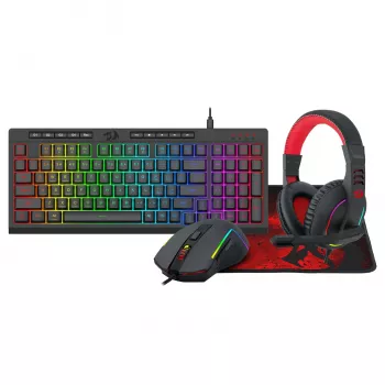 Redragon 4-w-1 Zestaw Gamingowy: RGB Klawiatura, Mysz, Podkładka i Słuchawki