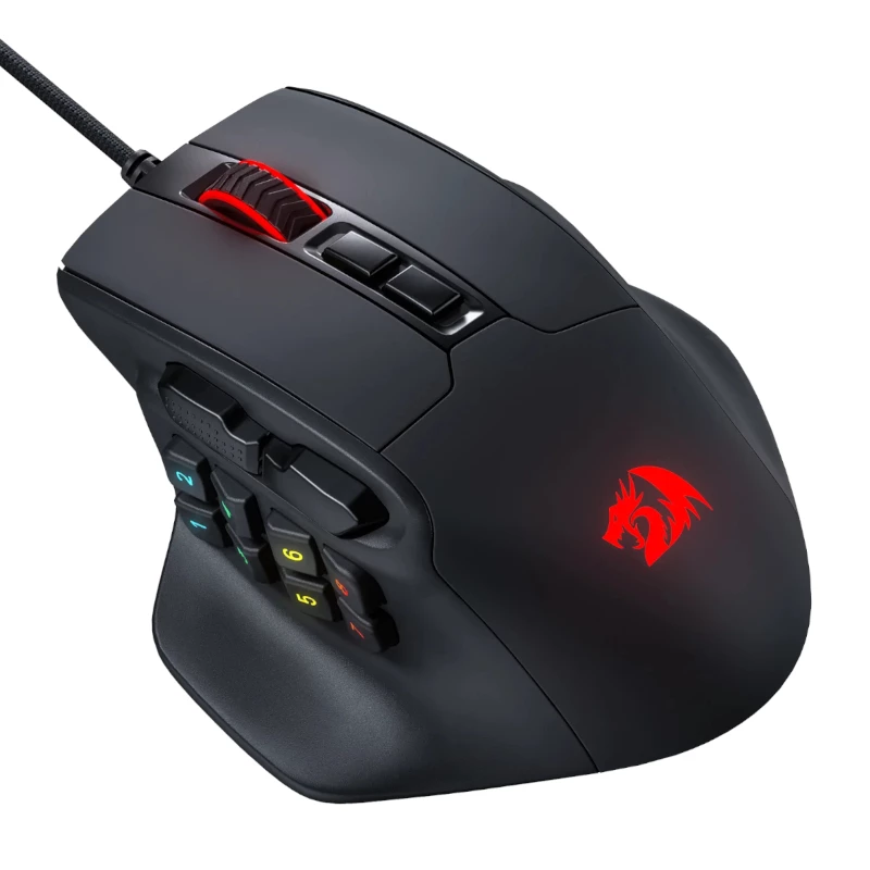 REDRAGON Aatrox 6200DP RGB MMO Gaming Mysz - Czarny