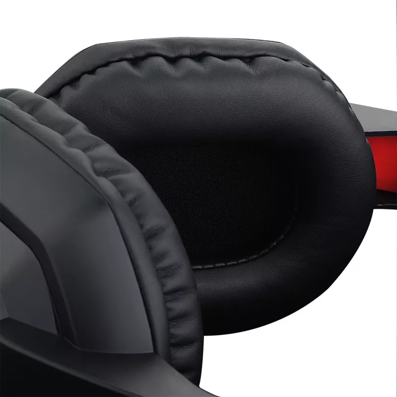 REDRAGON ARES Nauszny przewodowy zestaw słuchawkowy do gier z czerwonym podświetleniem LED, dookólnym mikrofonem na wysięgniku, przetwornikami 40mm, wtykiem 3.5mm, czarny