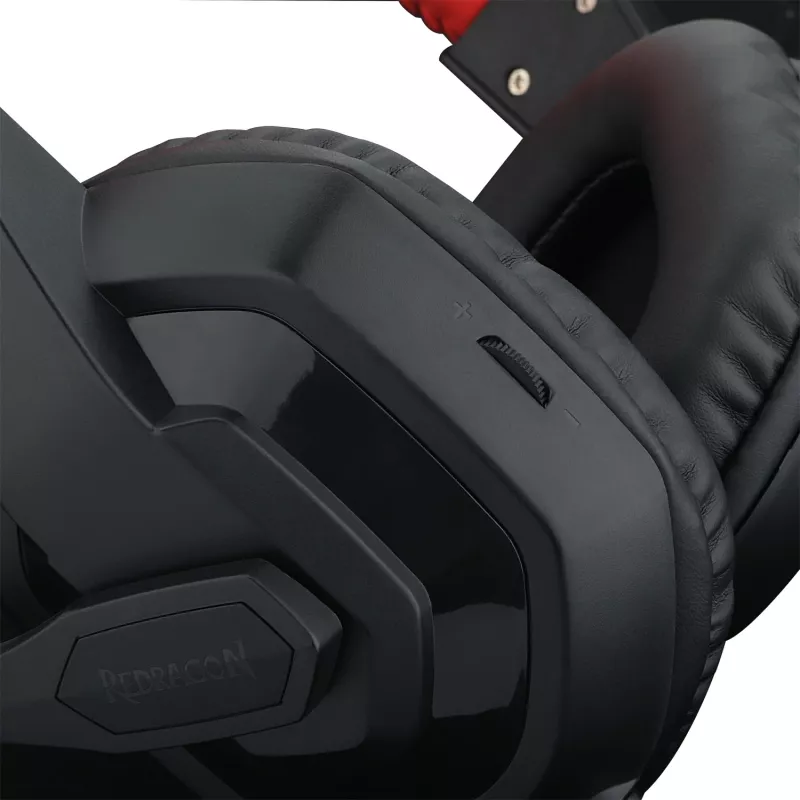 REDRAGON ARES Nauszny przewodowy zestaw słuchawkowy do gier z czerwonym podświetleniem LED, dookólnym mikrofonem na wysięgniku, przetwornikami 40mm, wtykiem 3.5mm, czarny