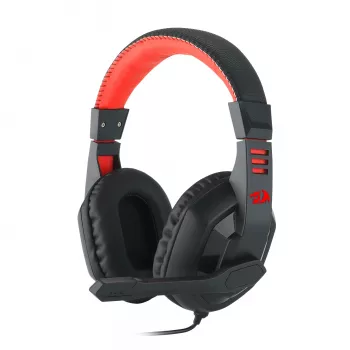 REDRAGON ARES Nauszny przewodowy zestaw słuchawkowy do gier z czerwonym podświetleniem LED, dookólnym mikrofonem na wysięgniku, przetwornikami 40mm, wtykiem 3.5mm, czarny