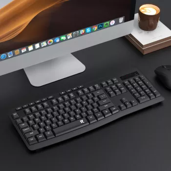 Redragon BK-7367 Pełnowymiarowa ergonomiczna bezprzewodowa klawiatura membranowa biurowa - czarna