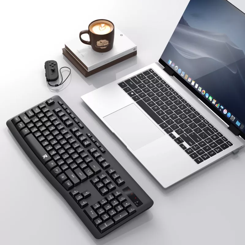 Redragon BK-7367 Pełnowymiarowa ergonomiczna bezprzewodowa klawiatura membranowa biurowa - czarna