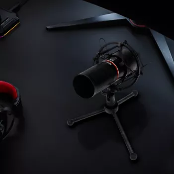 REDRAGON BLAZAR Kardioidalny mikrofon USB do gier ze statywem, pop-filtrem i zawieszeniem antywstrząsowym - czarny