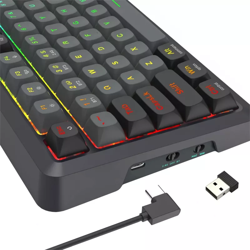 Redragon BRAGI PRO K688 98+1 Bezprzewodowa Klawiatura Mechaniczna z Montażem Gasket (Triple Mode, RGB, Hot-Swappable, Cream Linear Switches)