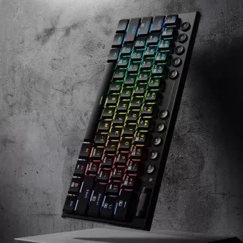 REDRAGON Horus Mini Pro 61-klawiszowa bezprzewodowa klawiatura mechaniczna RGB Low Profile do gier - czarna (przełącznik czerwony)