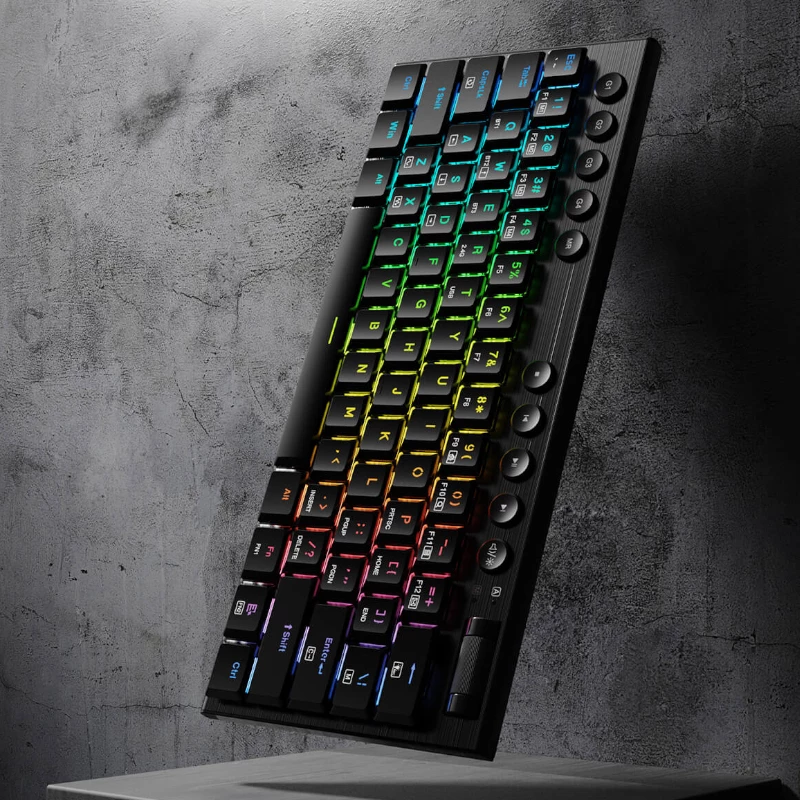 REDRAGON Horus Mini Pro 61-klawiszowa bezprzewodowa klawiatura mechaniczna RGB Low Profile do gier - czarna (przełącznik czerwony)