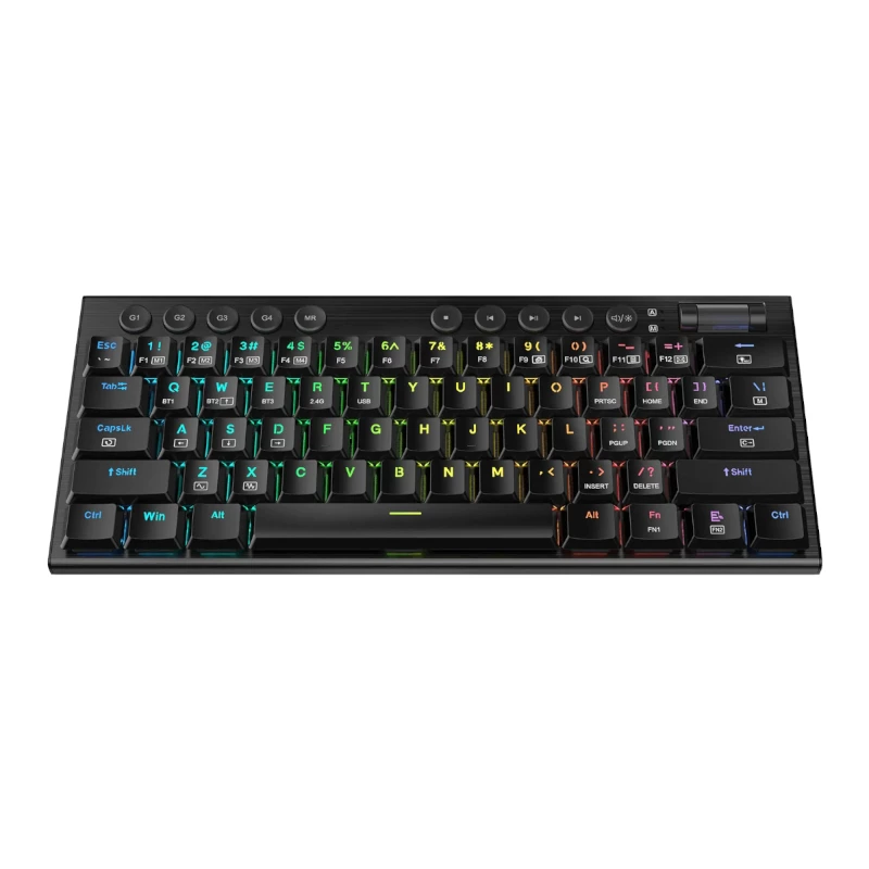 REDRAGON Horus Mini Pro 61-klawiszowa bezprzewodowa klawiatura mechaniczna RGB Low Profile do gier - czarna (przełącznik czerwony)