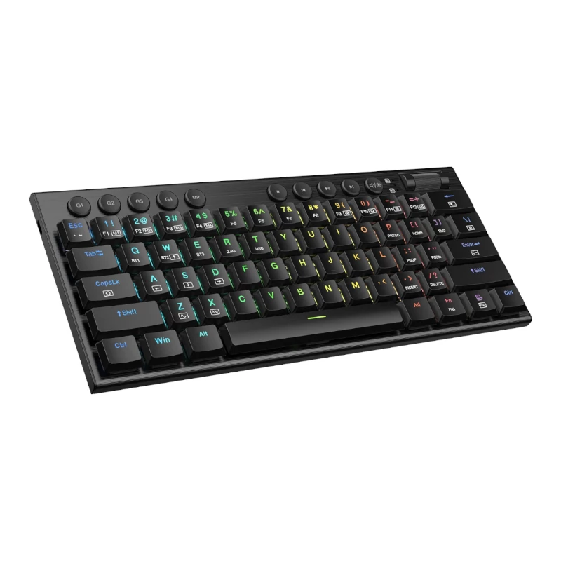 REDRAGON Horus Mini Pro 61-klawiszowa bezprzewodowa klawiatura mechaniczna RGB Low Profile do gier - czarna (przełącznik czerwony)