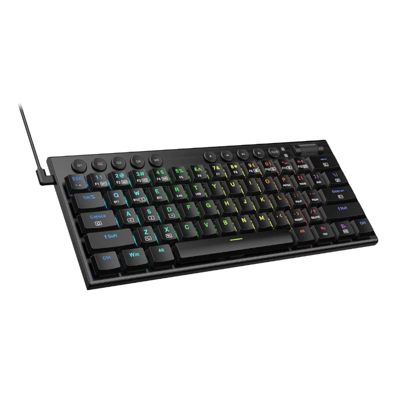 REDRAGON Horus Mini Pro 61-klawiszowa bezprzewodowa klawiatura mechaniczna RGB Low Profile do gier - czarna (przełącznik czerwony)