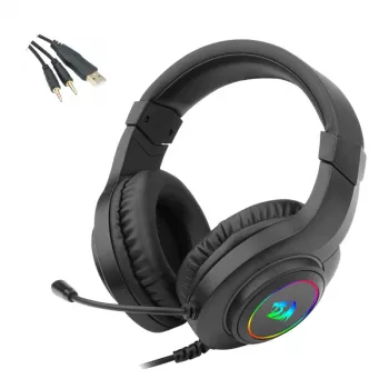 REDRAGON HYLAS H260RGB Nauszniki Gamingowe z Mikrofonem Odpinanym, Przetworniki 50mm, Podświetlenie RGB, Audio 3.5mm + Zasilanie USB, Czarny