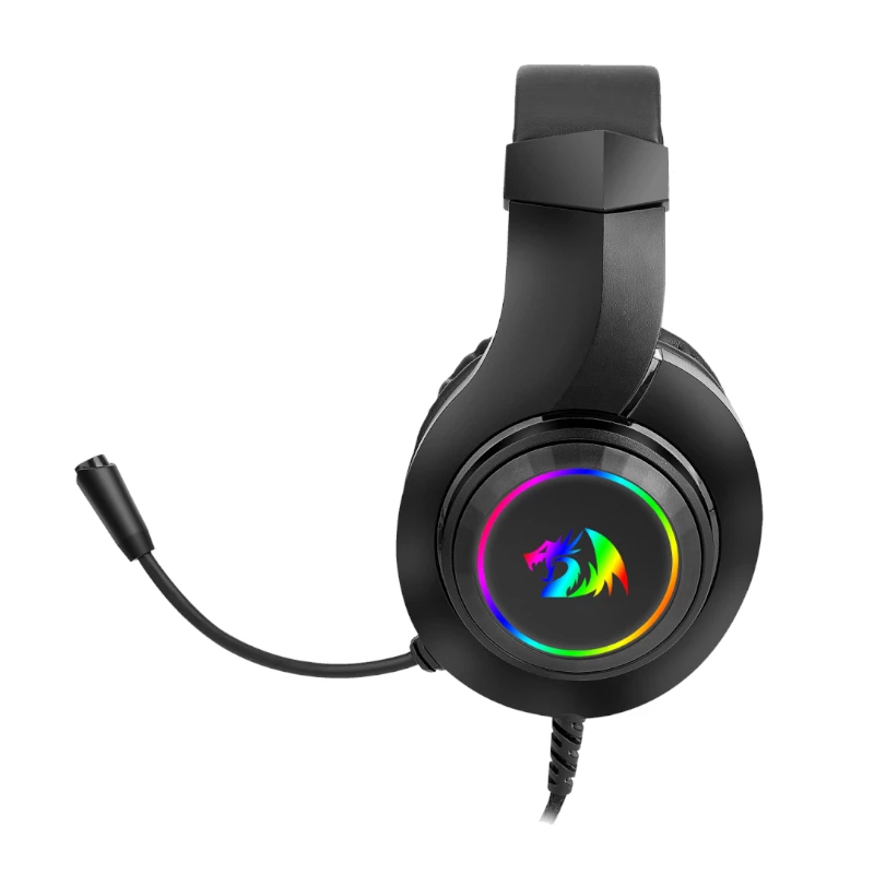 REDRAGON HYLAS H260RGB Nauszniki Gamingowe z Mikrofonem Odpinanym, Przetworniki 50mm, Podświetlenie RGB, Audio 3.5mm + Zasilanie USB, Czarny