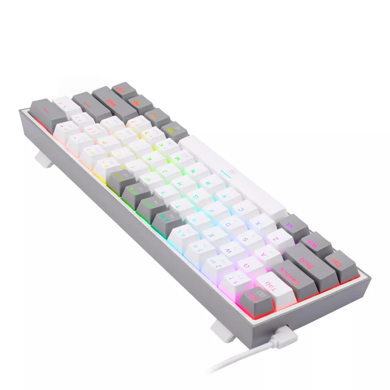 Redragon K617 FIZZ 60% Przewodowa Klawiatura Gamingowa RGB - Biało-Szara