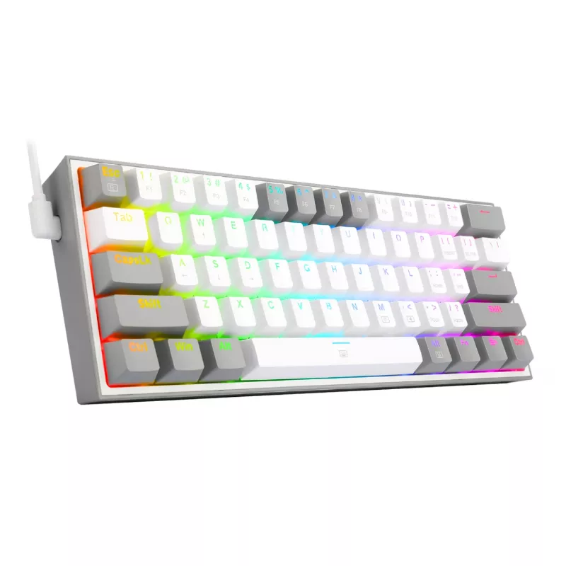 Redragon K617 FIZZ 60% Przewodowa Klawiatura Gamingowa RGB - Biało-Szara