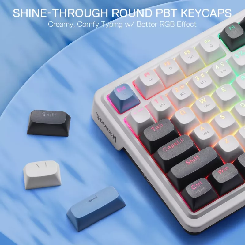 Redragon K719WGB GALATIN RGB PRO Pełnowymiarowa Bezprzewodowa Mechaniczna Klawiatura Gamingowa - Biała