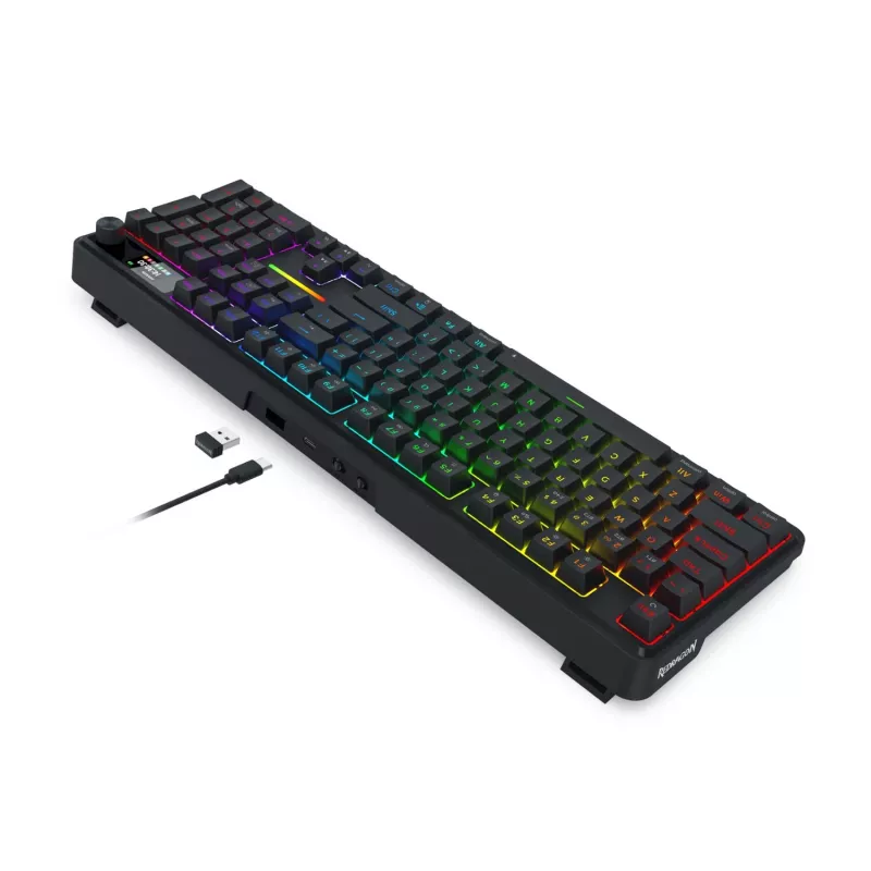 Redragon K762 TERRAFLARE PRO RGB Bezprzewodowa Klawiatura Gamingowa z Montażem Gasket - 75% 82 Klawisze, Tri-Mode, Hot-Swappable, Double-Shot PBT, Czarna