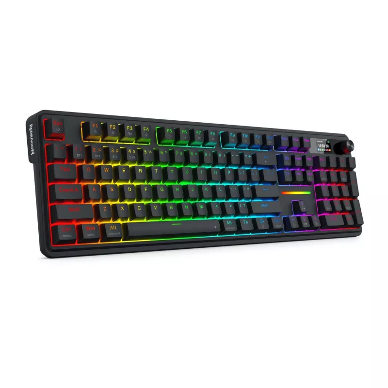 Redragon K762 TERRAFLARE PRO RGB Bezprzewodowa Klawiatura Gamingowa z Montażem Gasket - 75% 82 Klawisze, Tri-Mode, Hot-Swappable, Double-Shot PBT, Czarna