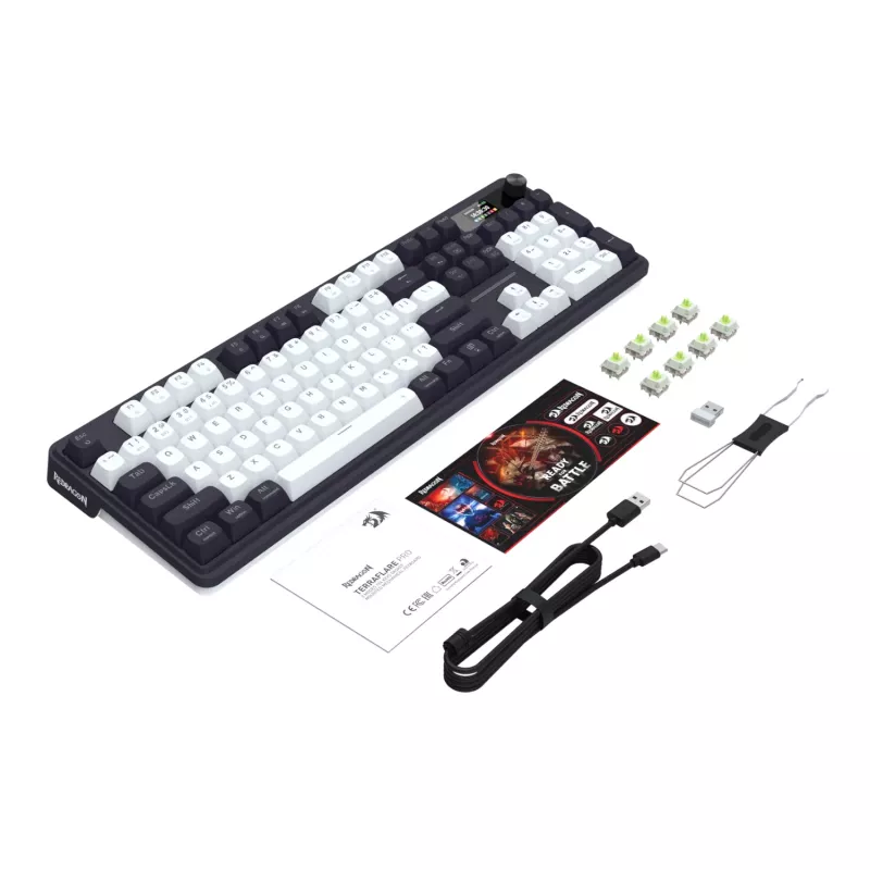 Redragon K762WB-RGB-PRO LCD Pełnowymiarowa klawiatura mechaniczna Gasket - Czarny