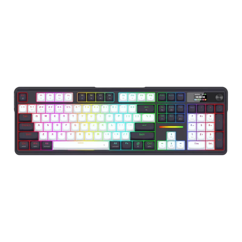 Redragon K762WB-RGB-PRO LCD Pełnowymiarowa klawiatura mechaniczna Gasket - Czarny