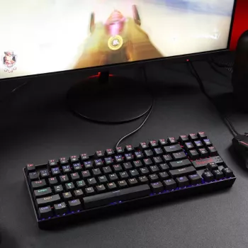 Redragon KUMARA RGB Mechaniczna Klawiatura Gamingowa - Tenkeyless 87-klawiszowa, Przełączniki Outemu Red, Podświetlenie RGB, Czarna