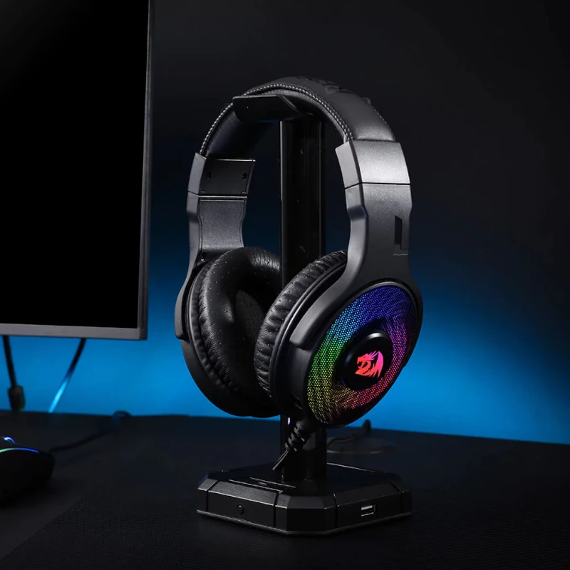 REDRAGON PANDORA H350 RGB Nauszniki Gamingowe z Mikrofonem Odpinanym, 50mm Przetworniki, Audio 3.5mm i Zasilanie RGB USB, Czarny