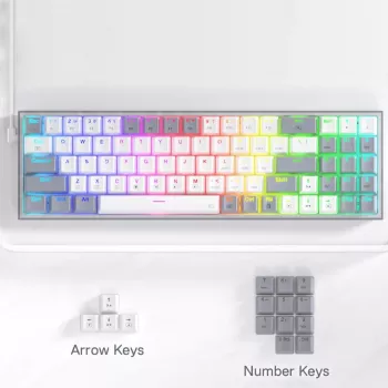 REDRAGON Pollux 65% Przewodowa Mechaniczna Klawiatura Gamingowa, Gorąco Wymienne Czerwone Przełączniki, Podświetlenie RGB, Odłączany USB-C, NKRO, Czarny