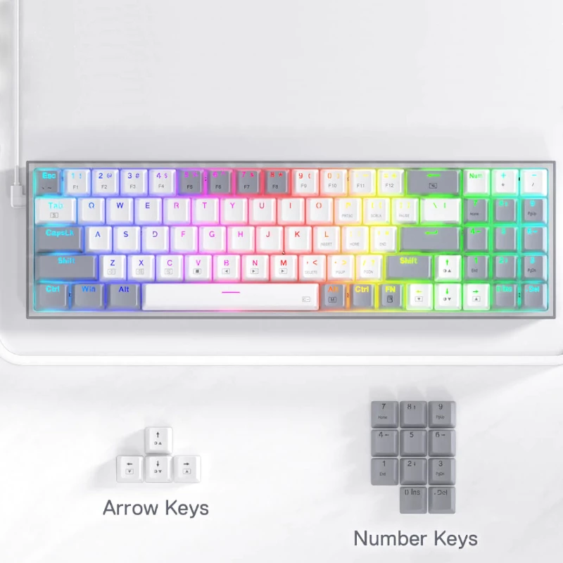 REDRAGON Pollux 65% Przewodowa Mechaniczna Klawiatura Gamingowa, Gorąco Wymienne Czerwone Przełączniki, Podświetlenie RGB, Odłączany USB-C, NKRO, Czarny