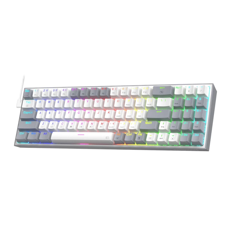 REDRAGON Pollux 65% Przewodowa Mechaniczna Klawiatura Gamingowa, Gorąco Wymienne Czerwone Przełączniki, Podświetlenie RGB, Odłączany USB-C, NKRO, Czarny