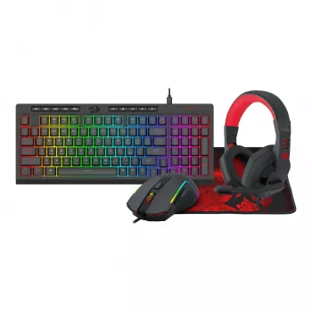 Redragon RD-S149 4-w-1 Zestaw Gamingowy: Klawiatura RGB, Mysz Optyczna, Słuchawki i Podkładka