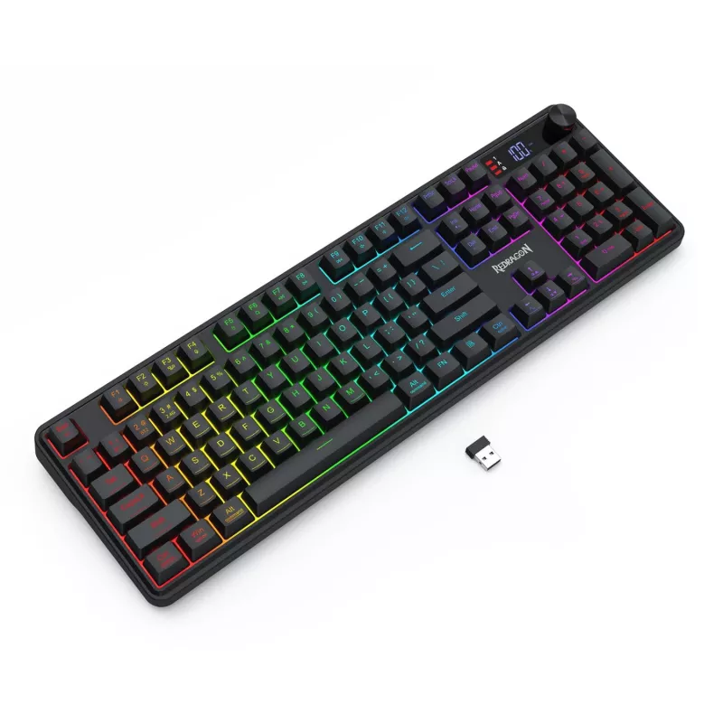 Redragon RM104 PRO VOLCANO RGB Bezprzewodowa Membranowa Klawiatura Gamingowa - Czarna