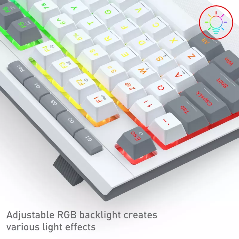 Redragon S151 Przewodowy zestaw klawiatury i myszy gamingowej RGB - biały i szary