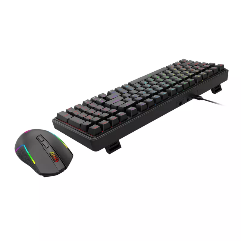 Redragon S162 RGB 3-trybowy bezprzewodowy zestaw mechanicznej klawiatury i myszy gamingowej - Czarny