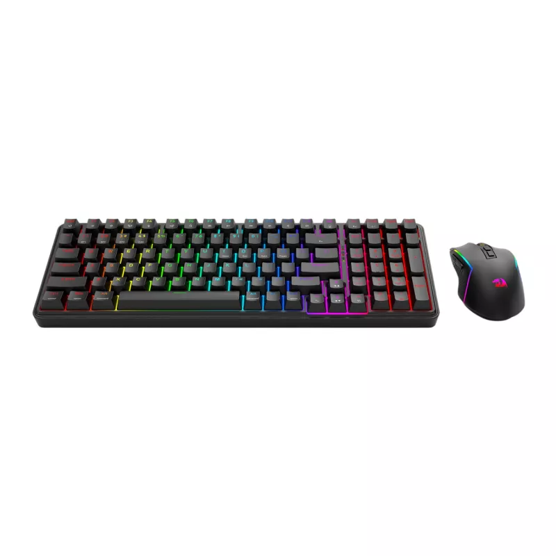 Redragon S162 RGB 3-trybowy bezprzewodowy zestaw mechanicznej klawiatury i myszy gamingowej - Czarny