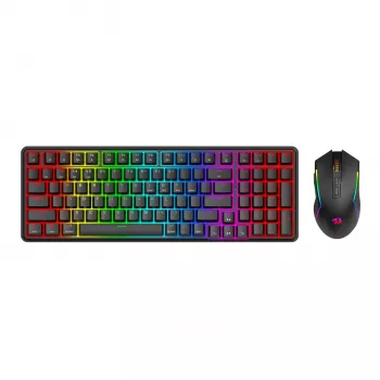 Redragon S162 RGB 3-trybowy bezprzewodowy zestaw mechanicznej klawiatury i myszy gamingowej - Czarny