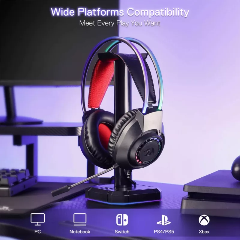 Redragon SCREAM Nauszniki RGB do gier - Czarny