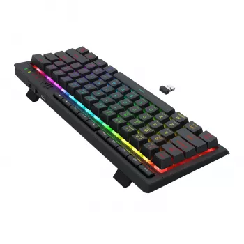 Redragon SHIVA K522 PRO RGB Bezprzewodowa klawiatura gamingowa - Tri-Mode TKL mechaniczna, Hot-Swappable czerwone przełączniki, czarna
