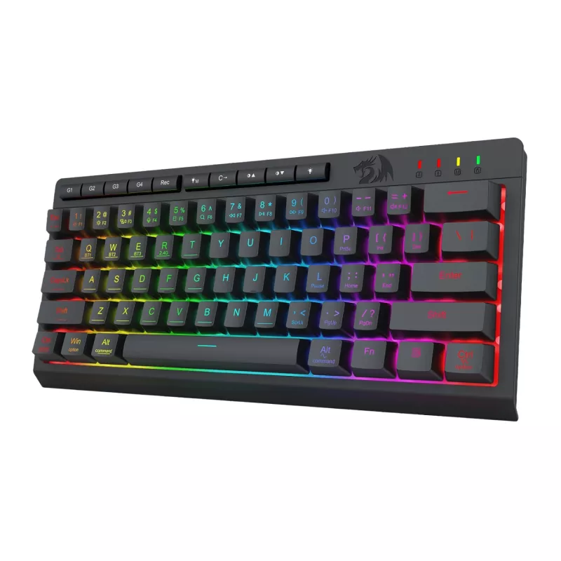Redragon SHIVA K522 PRO RGB Bezprzewodowa klawiatura gamingowa - Tri-Mode TKL mechaniczna, Hot-Swappable czerwone przełączniki, czarna