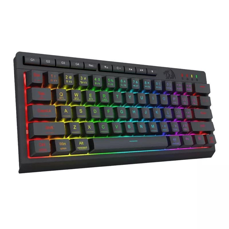 Redragon SHIVA K522 PRO RGB Bezprzewodowa klawiatura gamingowa - Tri-Mode TKL mechaniczna, Hot-Swappable czerwone przełączniki, czarna