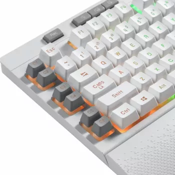 REDRAGON SHIVA Klawiatura membranowa - Biała, pełnowymiarowa, podświetlenie RGB, 6 klawiszy makro, odpinana podpórka pod nadgarstki, przewodowa USB